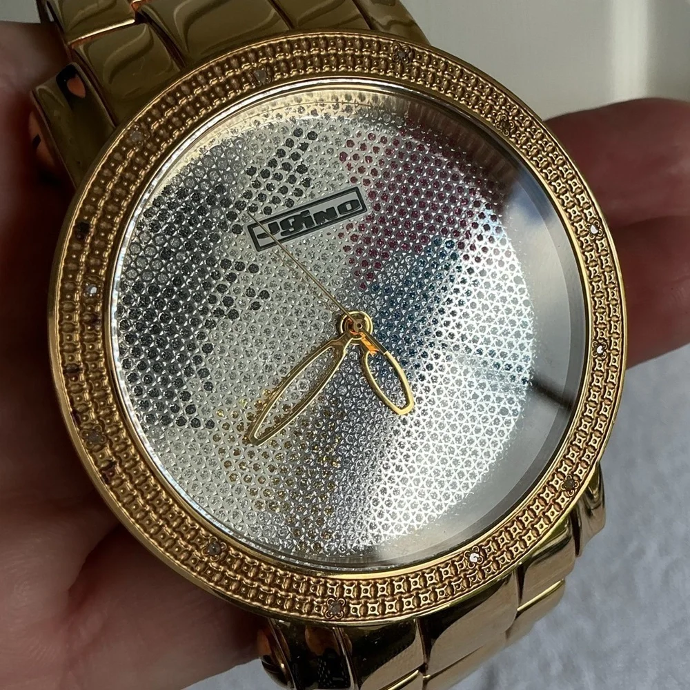 Jo Jino Platinum Watch with Diamond Accents